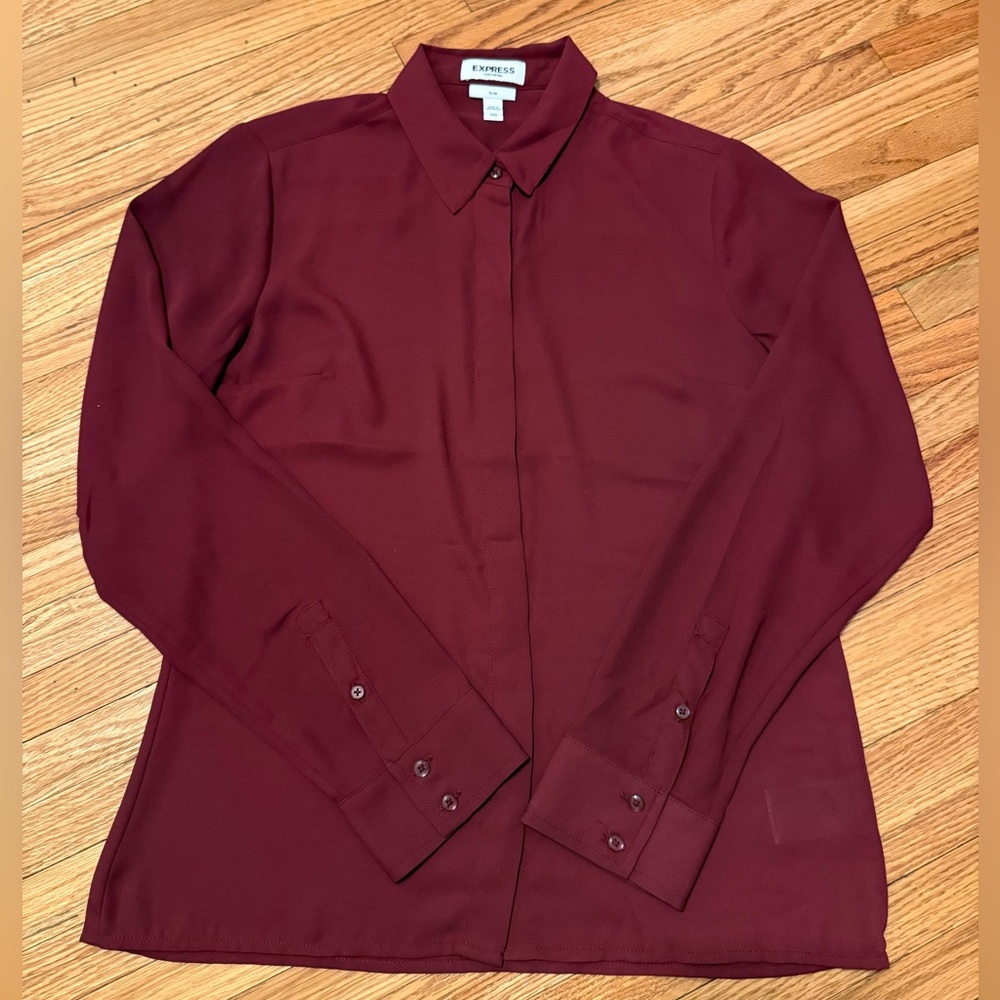 Express Portofino Burgundy Dress Shirt